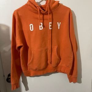 Obey Kids Obey Orange and White Pullover Hoodie size M